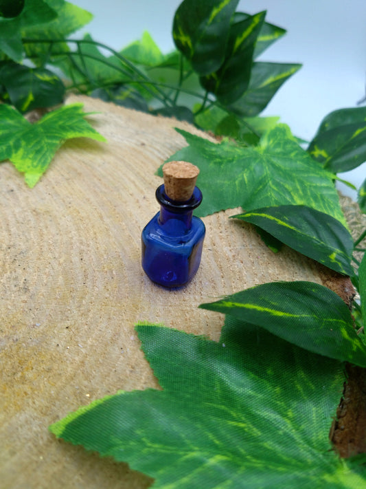 Mini Glass Bottle -  Square Blue