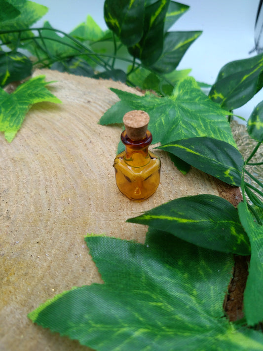 Mini Glass Bottle -  Square Amber