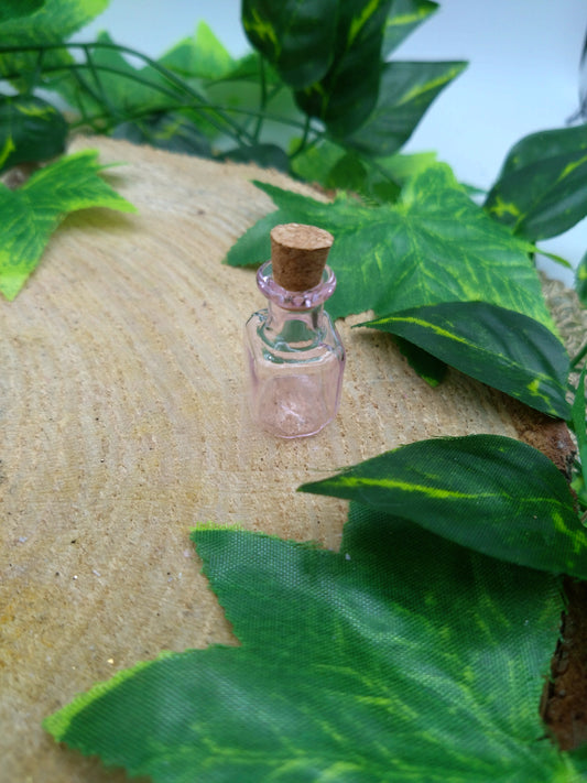 Mini Glass Bottle -  Square Pink