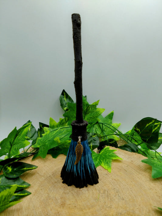 Positivity Broomstick with Silver Feather Charm