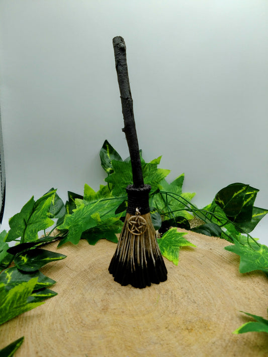 Positivity Broomstick with Silver Pentacle Charm