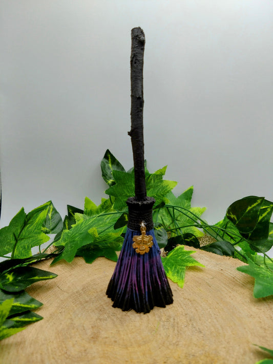 Positivity Broomstick with Silver Green Man Charm