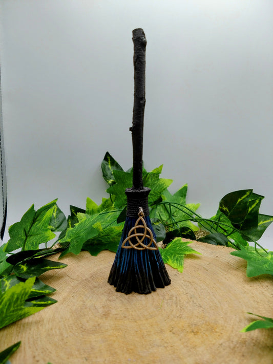 Positivity Broomstick with Silver Triquetra Charm