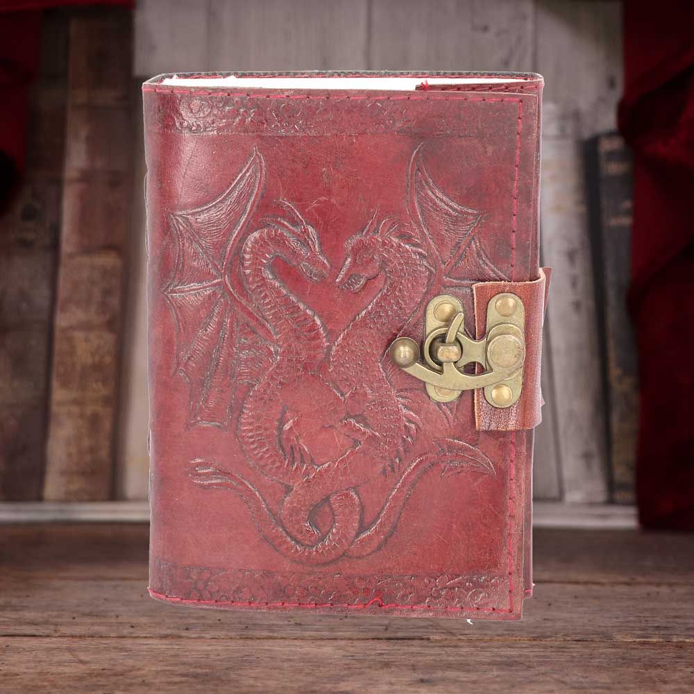 Lockable Double Dragon Leather Embossed Journal